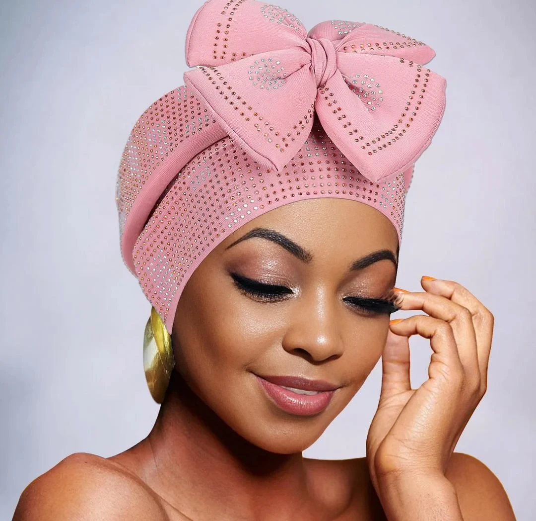 Elegant Pink Bow Turban – Women's Fashion Headwrap